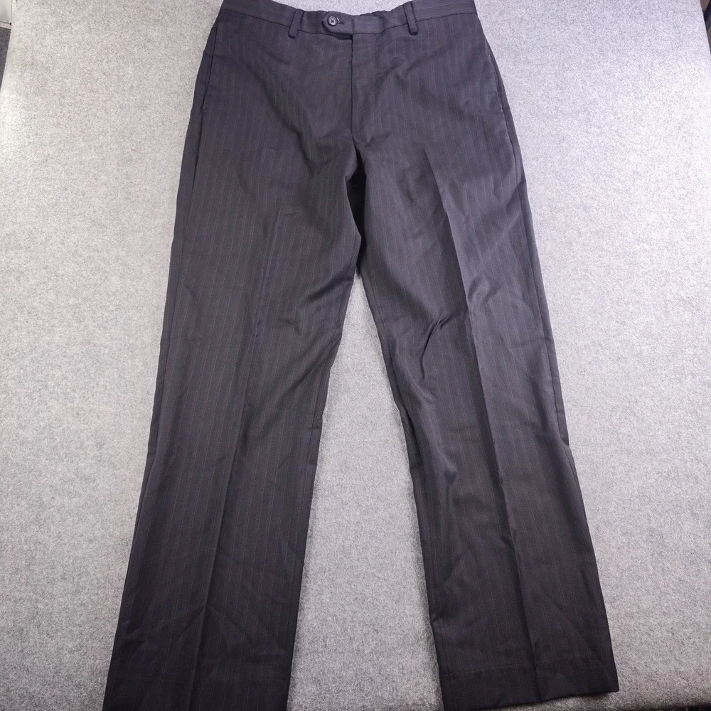 Banana Republic Dress Pants Mens 36x34 Modern Blue Pinstripe Wool Blend Flat